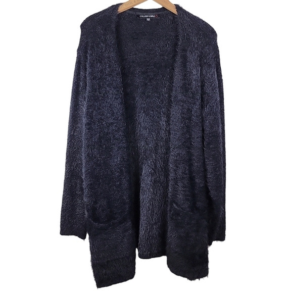 Colleen Lopez Black "CL Soft" Snuggle Knit Open Front Cardigan - Picture 2 of 7